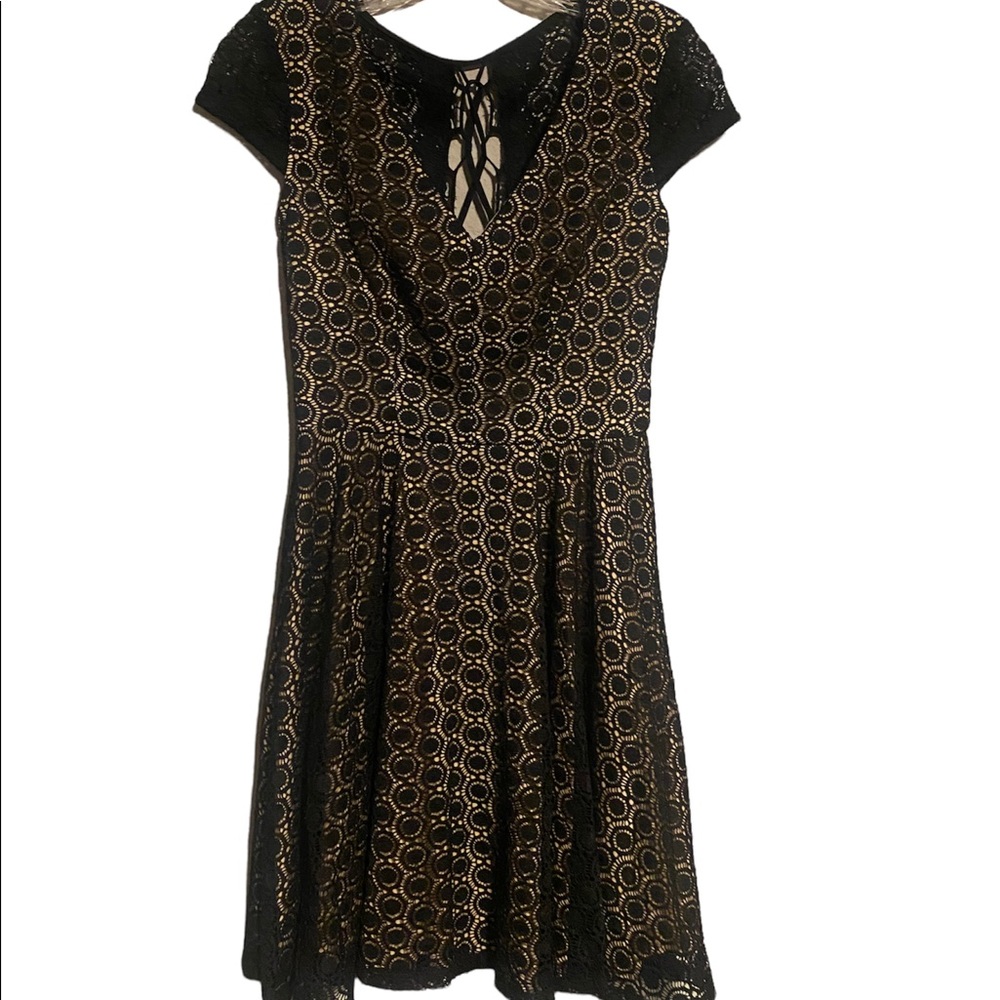 Women’s Black Mini Dress with Cream on Inside